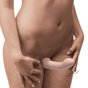 Ergo-Fit Twist Inflatable Vibrating Silicone Strapless Strap-on - Beige