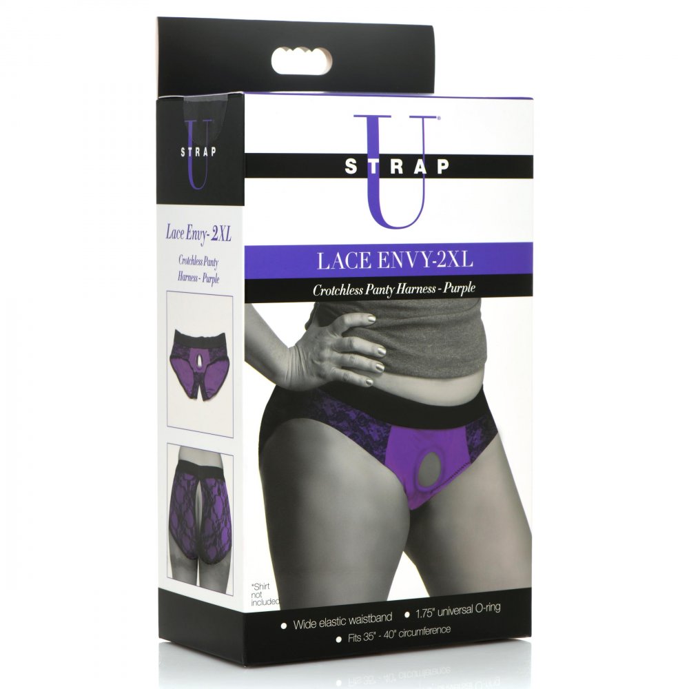 Lace Envy Crotchless Panty Harness - 2XL