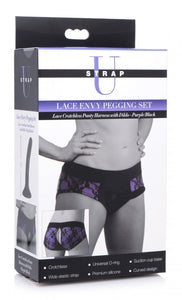 Lace Envy Pegging Set with Lace Crotchless Panty Harness and Dildo - L-XL