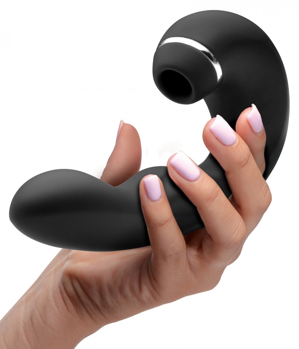 Shegasm 5 Star 10X Tapping G-Spot Silicone Vibrator with Suction - Black